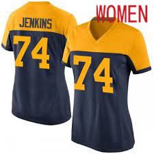 Women Green Bay Packers #74 Elgton Jenkins Nike Navy Game NFL Jersey->women nfl jersey->Women Jersey